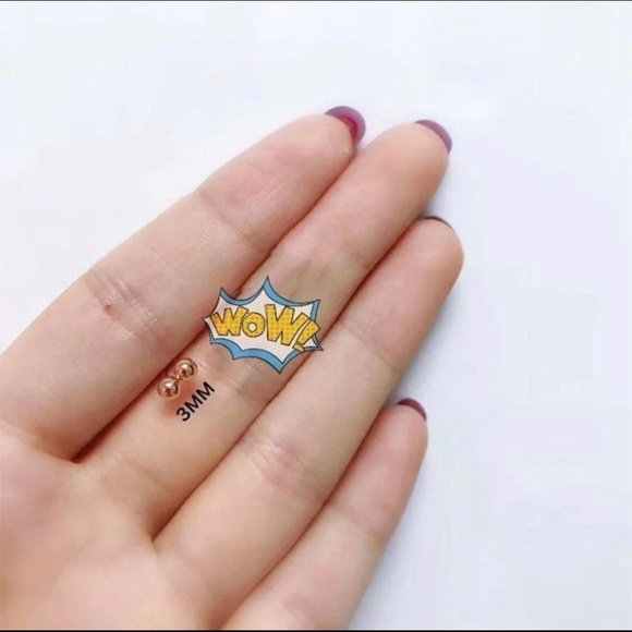 Rose Gold AU750 Ball Stud Earrings - 3mm a pair - Picture 4 of 4